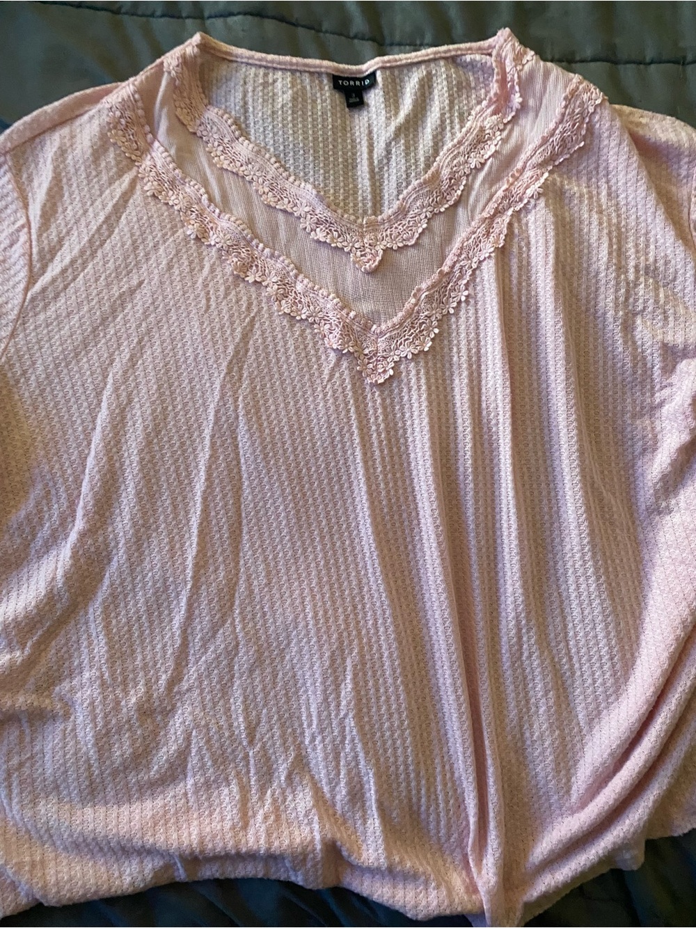 torrid Blush Lace-Trim V-Neck Sleep Top